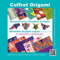 Coffret origami bleu  - 4 modèles avec guide d'instructions, 200 feuilles de papier origami, 10 motifs japonais (Coffret)